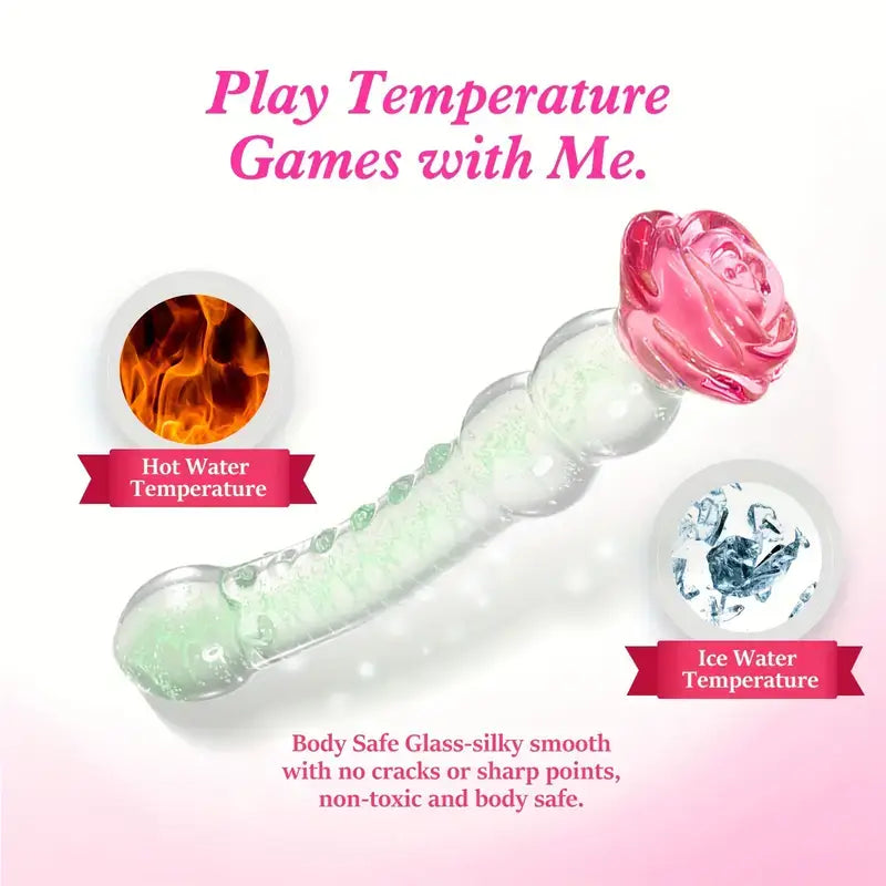 Glowing Rose Glass Dildo For G-Spot Stimulation Prostate Massage The Rose Toys