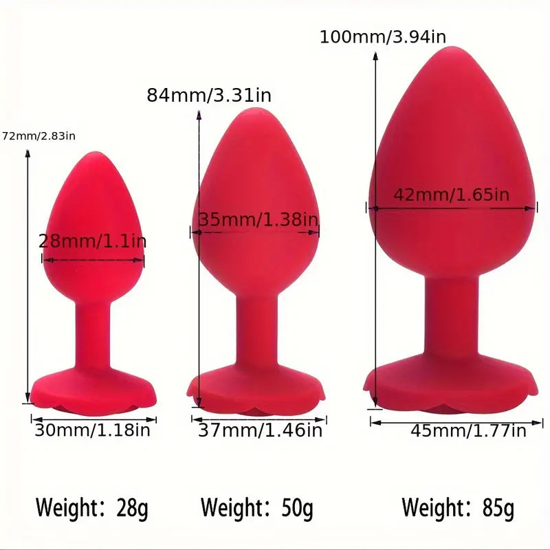 Rose Base Waterproof Silicone Rose Butt Plug kit Adult Sex Toy The Rose Toys