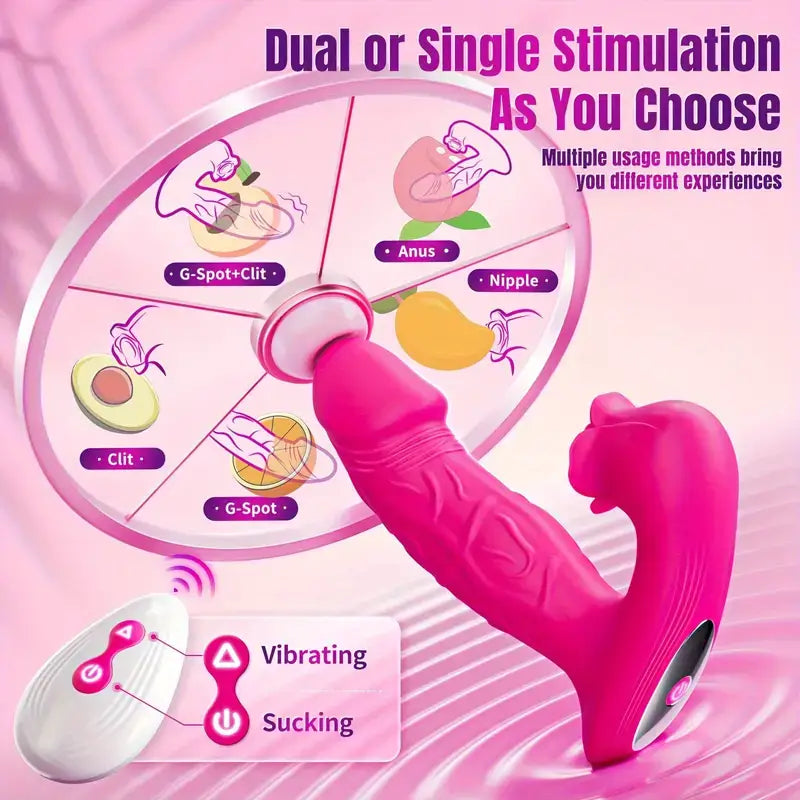 Clitoral Sucking Dildo 9 Vibrating Modes Remote Rose Vibrator The Rose Toys
