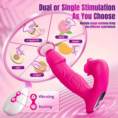 Clitoral Sucking Dildo 9 Vibrating Modes Remote Rose Vibrator The Rose Toys