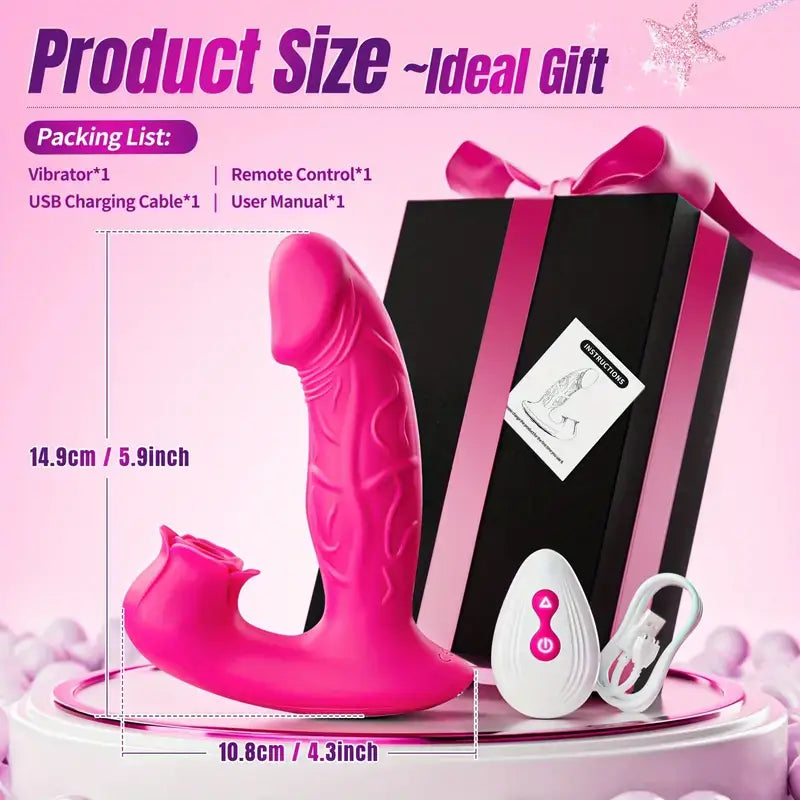 Clitoral Sucking Dildo 9 Vibrating Modes Remote Rose Vibrator The Rose Toys