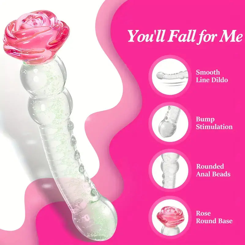 Glowing Rose Glass Dildo For G-Spot Stimulation Prostate Massage The Rose Toys
