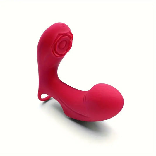 Unisex App-controlled Rose Pattern Silicone Finger Vibrating Sex Toy The Rose Toys