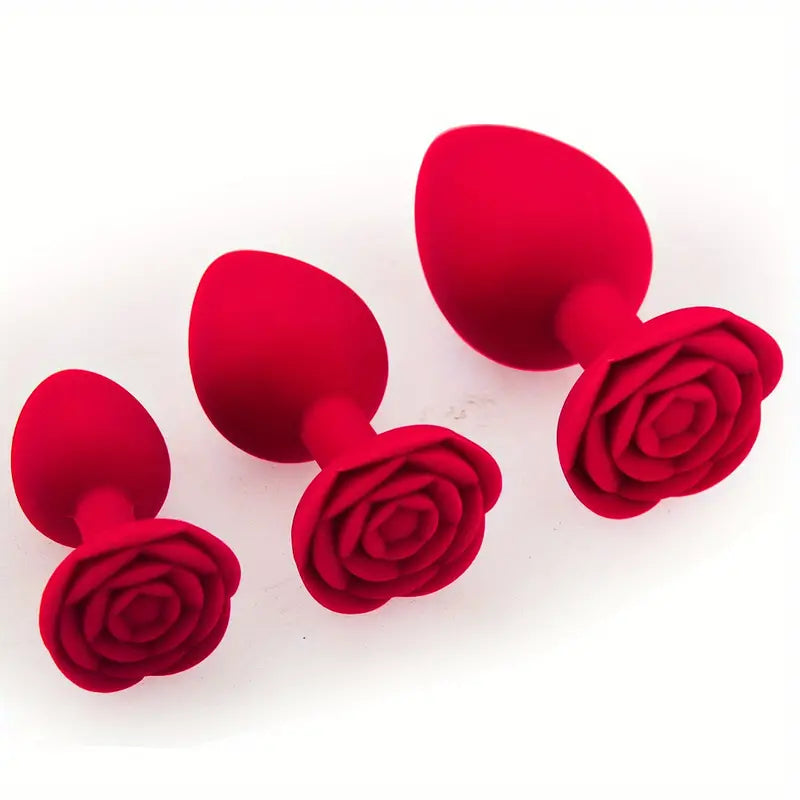 Rose Base Waterproof Silicone Rose Butt Plug kit Adult Sex Toy The Rose Toys