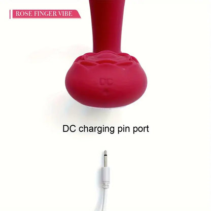 Unisex App-controlled Rose Pattern Silicone Finger Vibrating Sex Toy The Rose Toys