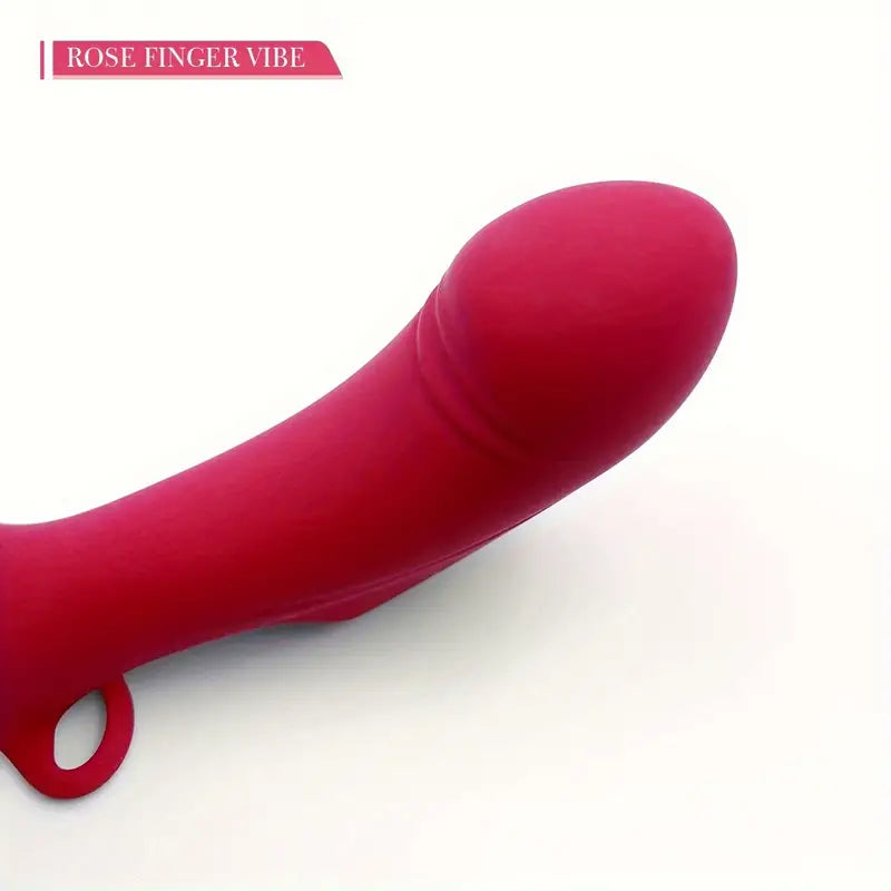 Unisex App-controlled Rose Pattern Silicone Finger Vibrating Sex Toy The Rose Toys
