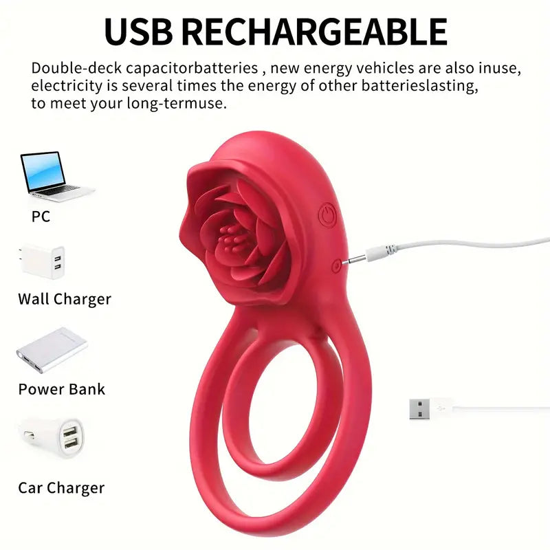 Rose Flower Lock Ejaculation Dual Cock Ring Remote Rose Vibrator The Rose Toys Rose Flower Lock Ejaculation Dual Cock Ring Remote Rose Vibrator The Rose Toys