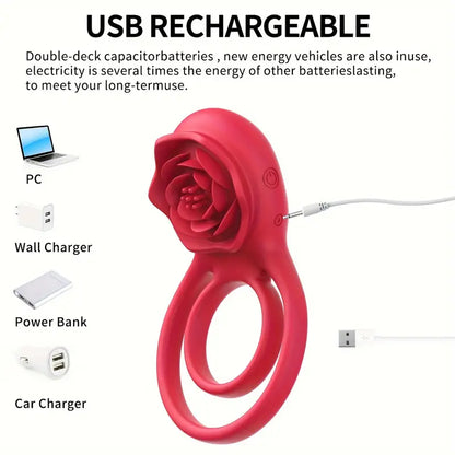 Rose Flower Lock Ejaculation Dual Cock Ring Remote Rose Vibrator The Rose Toys