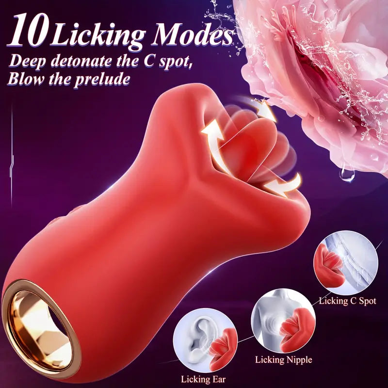 Tongue Licking Vibrator Rose Massager Sex Toy Nipple Clitoral Vibrator The Rose Toys