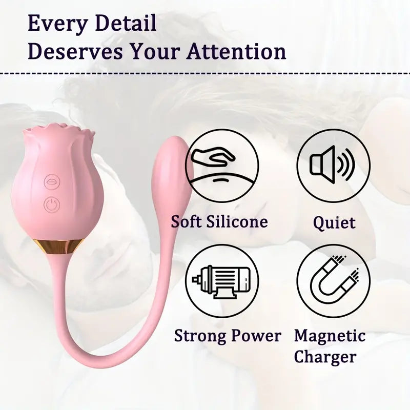 3in1 Clitoral Stimulator Tongue Licking Thrusting Dildo Rose Toy Vibrator The Rose Toys