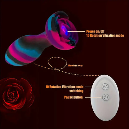 Remote Control Vibrating Rotation Rose Butt Plug Sex Toy For Flirting The Rose Toys