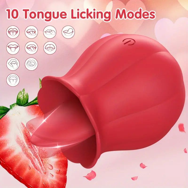 Realistic Tongue Rose Flower Vibrator With 10 Tongue Licking Mode The Rose Toys