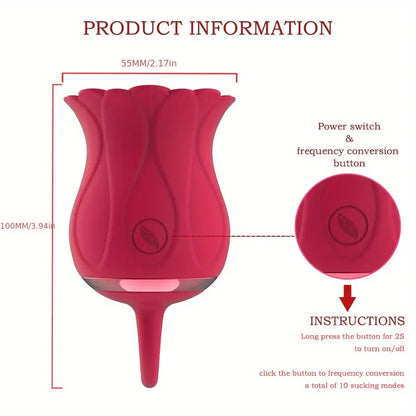 Female Rose Flower Flirting Vibrating Sucking Pulse Vibrating Rose Toy The Rose Toys