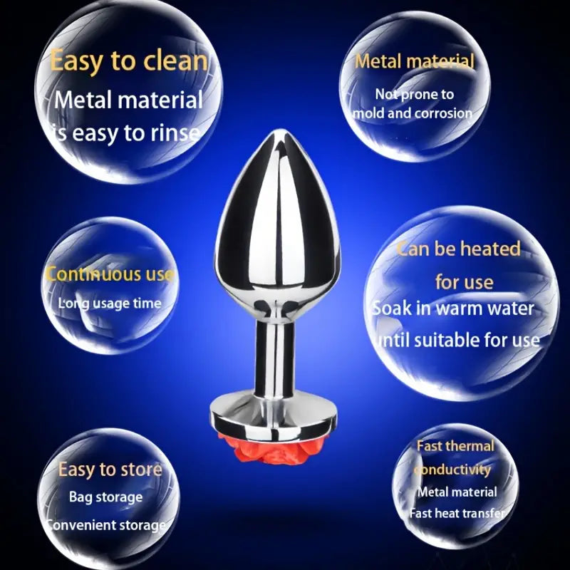 Unisex Stainless Steel Rose Anal Plug Sex Toy For Stimulation Massage The Rose Toys