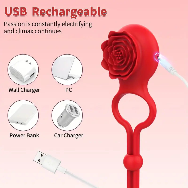 Adjustable Rose Prostate Vibrator Prostate Massage Cock Ring For Men The Rose Toys