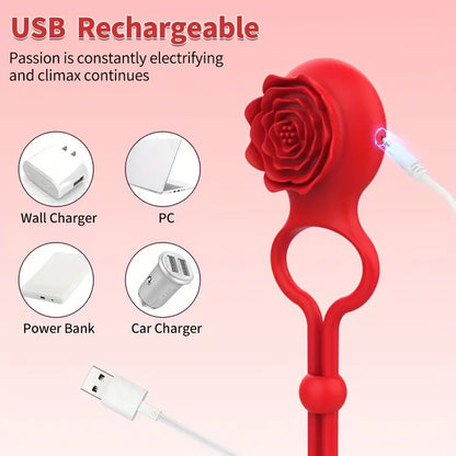 Adjustable Rose Prostate Vibrator Prostate Massage Cock Ring For Men The Rose Toys
