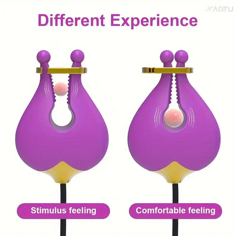 2in1 Nipple Clamps Vibration Rose Toy Dual-Peak Clamps G-Spot Stimulator The Rose Toys