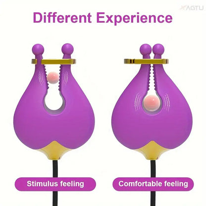 2in1 Nipple Clamps Vibration Rose Toy Dual-Peak Clamps G-Spot Stimulator The Rose Toys