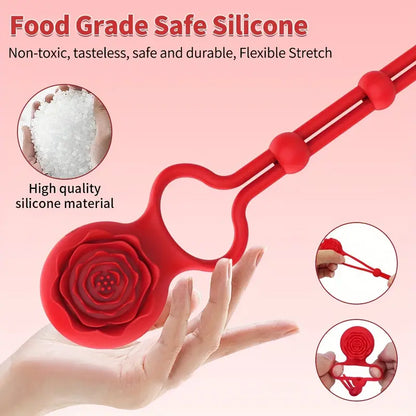 Adjustable Rose Prostate Vibrator Prostate Massage Cock Ring For Men The Rose Toys