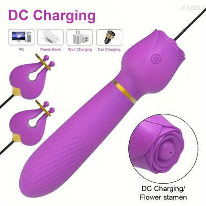 2in1 Nipple Clamps Vibration Rose Toy Dual-Peak Clamps G-Spot Stimulator The Rose Toys